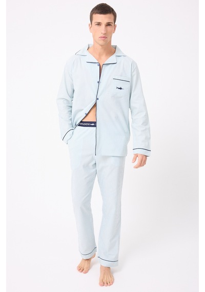 L'espadon Marısılk Premium Dokuma Uzun Kollu Uzun Paçalı Erkek Pijama Takımı-3320 Nane Yeşili