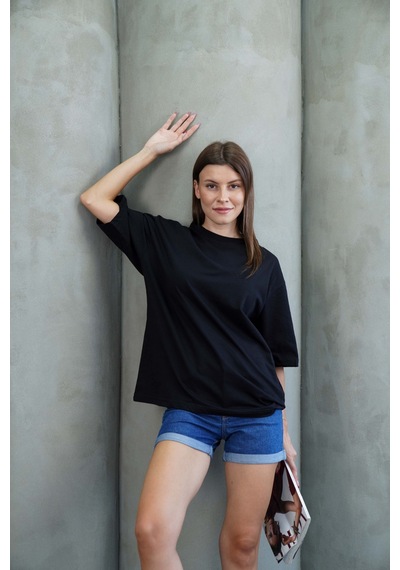 Kadın Oversize Tişört-siyah SIYAH