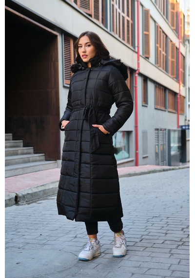 Toridas Günlük Kışlık Tam Boy Şişme Kadın Mont Bt180siyah4 001