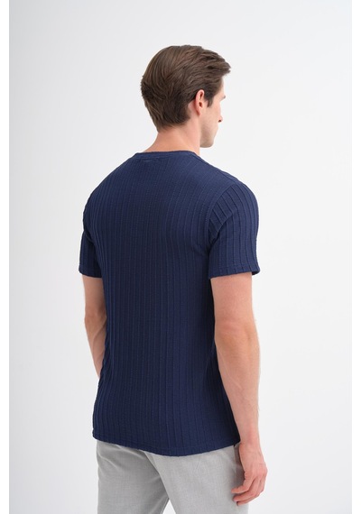 Cazador 40510 Erkek Bisiklet Yaka Yaka T-shirt Lacivert