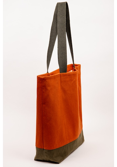 Fabric Craft Bag Plaj Çantası Turuncu Haki Gabardin Kumaş Omuz Çantası 47 43 Cm Haki - Turuncu