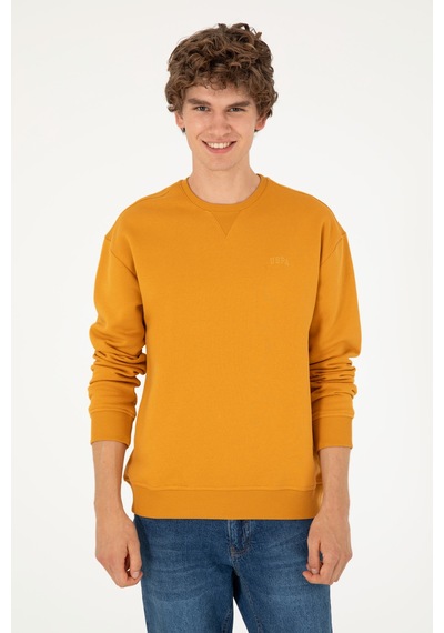 U.S. Polo Assn. Erkek Bisiklet Yaka Hardal Basic Şardonlu Sweatshirt 50295148-VR072