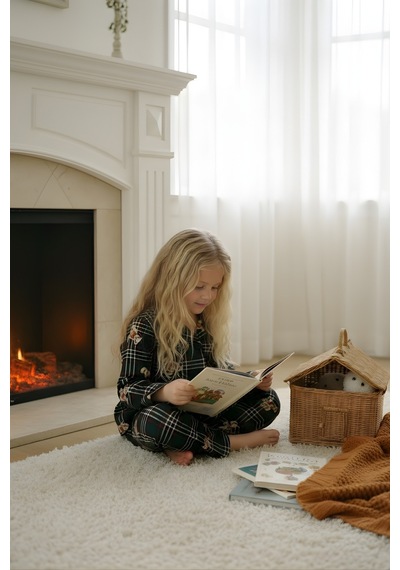 Esila Kids Çocuk Pijama Takımı Uzun Kollu Süet Örme Kumaş Yeşil