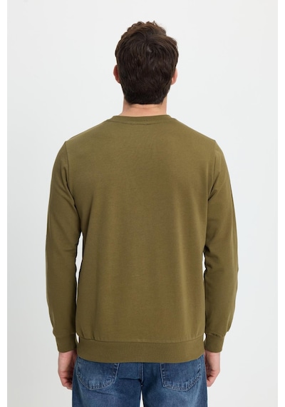 Tudors Erkek Relax Fit Rahat Kesim %100 Pamuk 2 İplik Bisiklet Yaka Haki Sweatshirt-41520 Haki