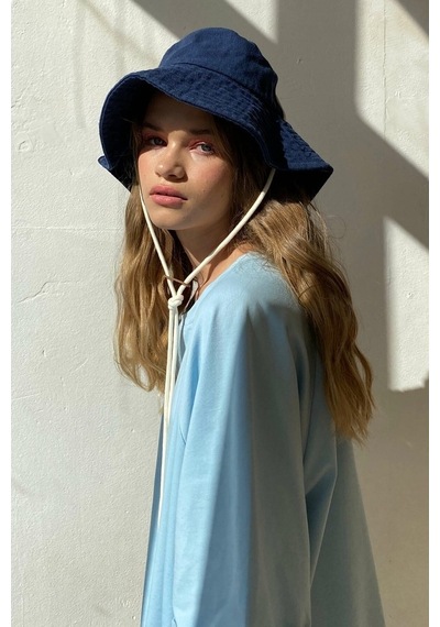 Mavi Oversize Basic Kadın Tişört Mavi