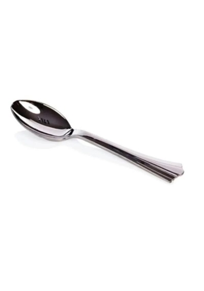 Metal Görünümlü 15,5cm Plastik Kaşık 18 Li Metalik