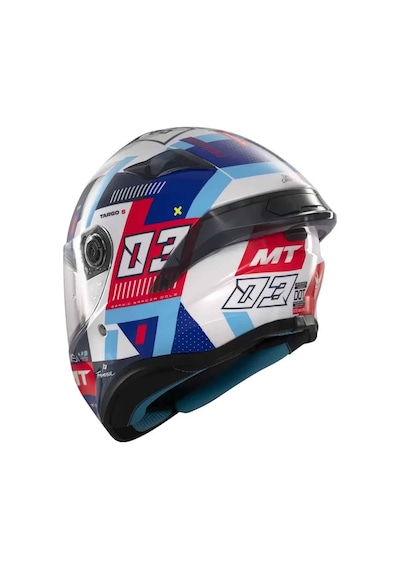 Mt Helmets Targo S Sergio Garcia B5 Kapalı Kask Mavi - Beyaz - Kırmızı