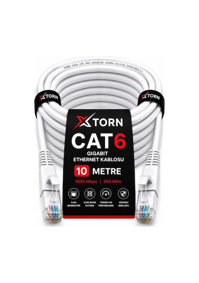 Torn Cat6 Ethernet Kablosu 10 Metre Rj45 Lan İnternet Modem Router Bilgisayar Kablosu