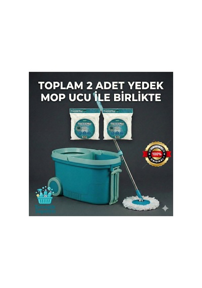 Tekerlekli Taşıma Saplı Comfort Mop Temizlik Seti Toplam 2 Yedek Mop