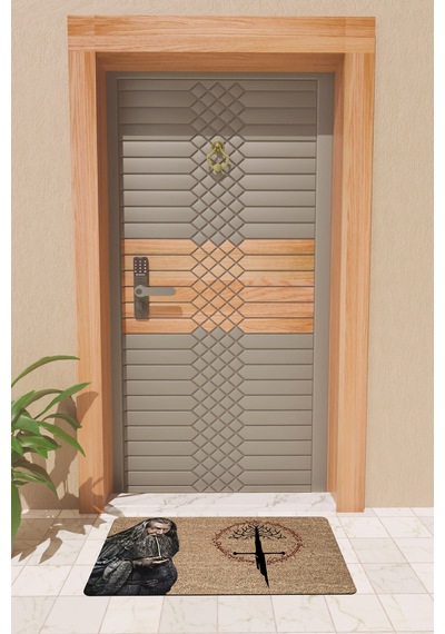 Rugmood Modern Dijtal Baskı Kahverengi Yüzüklerin Efendisi Kapı Önü Paspası Çok Renkli