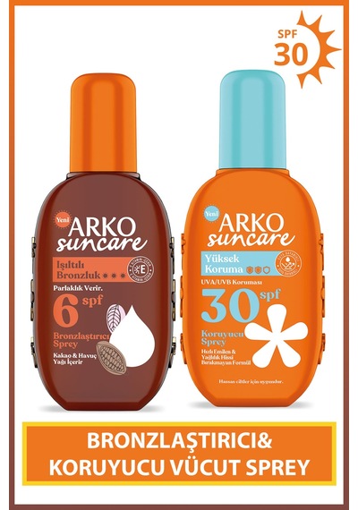 Suncare Spf6 Bronzlaştırıcı Yağ 220ml & Spf30 Yüksek Korumalı Vücut Güneş Spreyi 200ml Yaz Seti