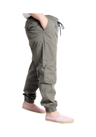 Mode Xl Büyük Beden Erkek Keten Kargo Jogger Valencia 21911 Haki Haki