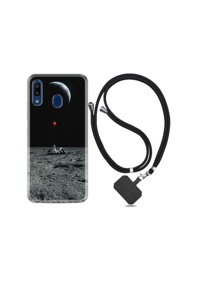 Samsung Uyumlu Galaxy A20 Kılıf Ipli Askılı Astronoot Red Baloon 1608