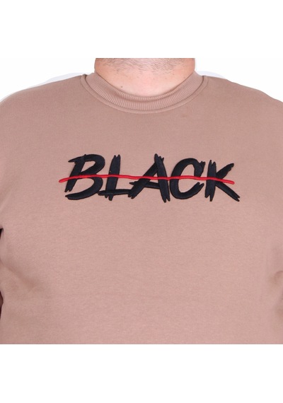 Moc Grande Mocgrande Erkek Büyük Beden Sıfır Yaka 3ip Sweat Black 24202 S.kahve