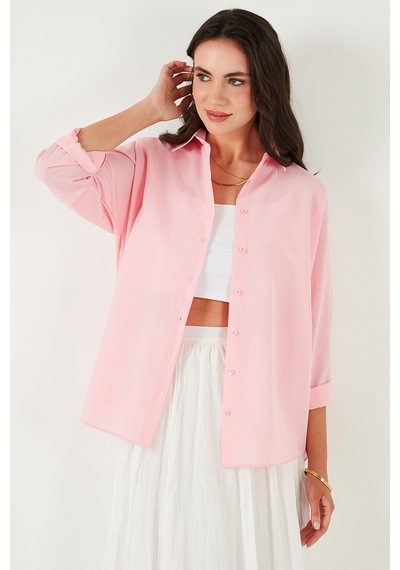 Lela Pamuk Karışımlı Regular Fit Bayan Gömlek 6772418 Şeker Pembe Lela Pamuk Karışımlı Regular Fit Bayan Gömlek 6772418 Şeker Pembe