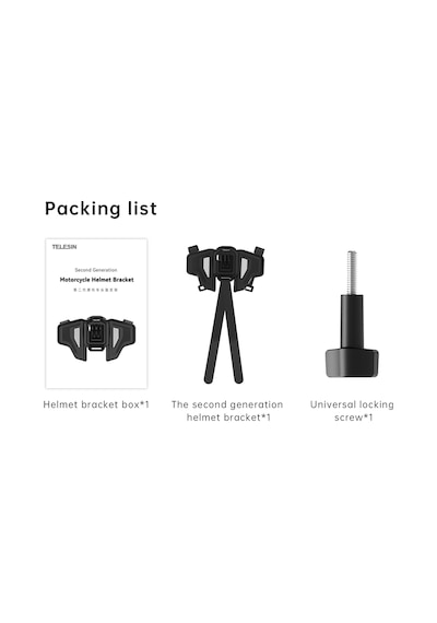 Ayex Helmet Chin Mount Telesin Gp-hbm-mt2 Kask Çene Montaj Aparatı Gopro, Djı Osmo Action, Insta360 İle Uyumlu