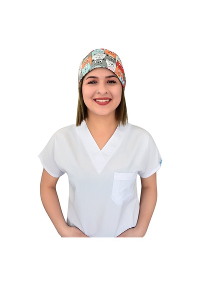 Turuncu Kediler Desenli Cerrahi Bone