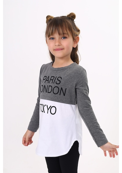 Toontoy Kids Toontoy Kız Çocuk Paris London Baskılı T-shirt Antrasit