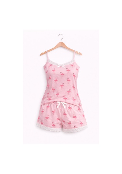 Belpa Sıla Sella Bamboo Kadın Şortlu Pijama Takımı Askılı Dantel Detaylı Çok Renkli