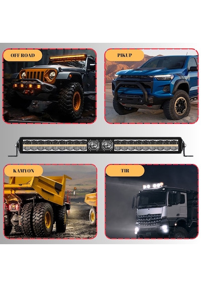 Off-road Premium Tavan Led Bar 80 Cm Beyaz Işık Projektör Drl Gündüz Led Metal Gövde 12-24v