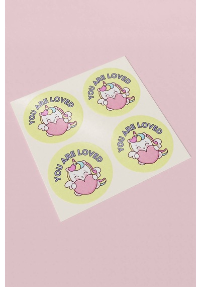 You Are Loved Kalpli Unicorn Sticker 3x3cm St2215 Çok Renkli