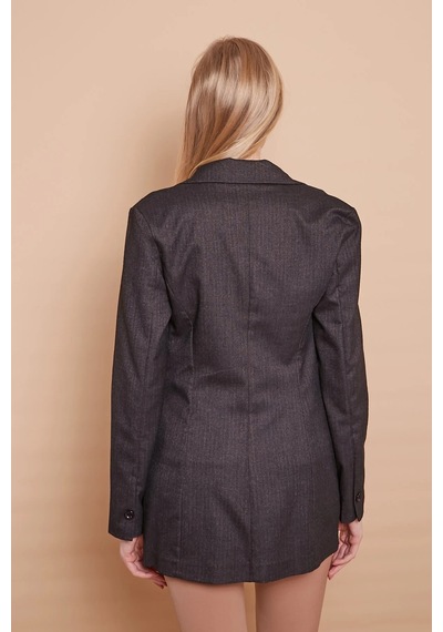 Rahat Kesim Yakalı Cep Kapaklı Kolları Düğmeli Pamuklu Kumaş Uzun Blazer Ceket-antrasit Antrasit Rahat Kesim Yakalı Cep Kapaklı Kolları Düğmeli Pamuklu Kumaş Uzun Blazer Ceket-antrasit Antrasit