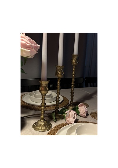 Avangard Model 3'lü Gold Şamdan & Mumluk Seti Altın - 805652342 Altın