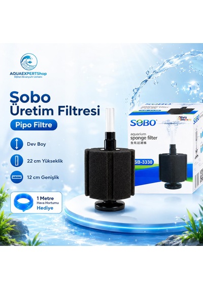 Sobo Üretim Filtresi - Pipo Filtre - Dev Boy - Temizlik Filtresi - 22x12 Cm - 1 Metre Hava Hortumu Hediye - Sb3330