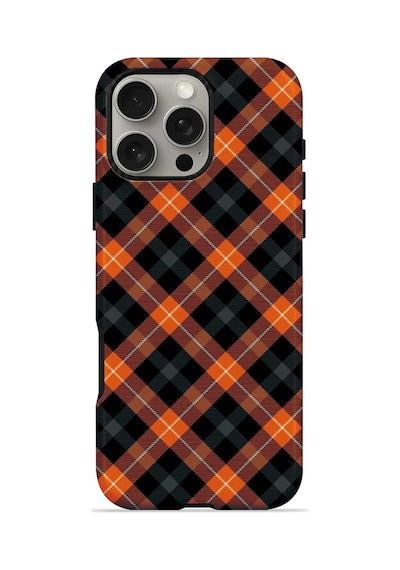 Velvoria Valestra Pumpkin Plaid Apple Apple iPhone Uyumlu 16 Pro Max Magsafe Koruma Kılıfı Valestra Magline - Pumpkin Plaid