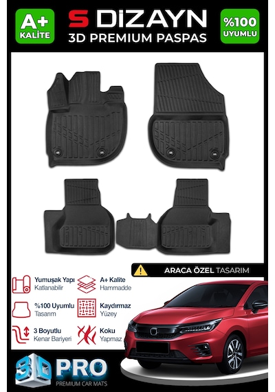 Honda City 3d Pro Havuzlu Paspas 2021 Üzeri A+ Kalite 3ds-sdz054