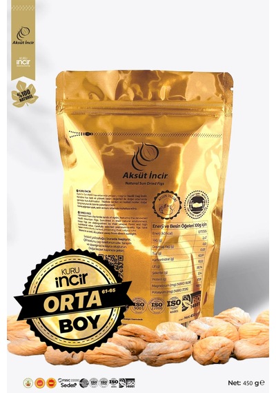 450g Gold Doypack Kuru İncir Orta Boy Aydın İnciri Ab Coğrafi İşaretli 450 G