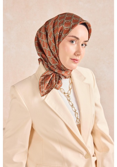 Silk Home Twill İpek Eşarp Zincir Kiremit Çok Renkli