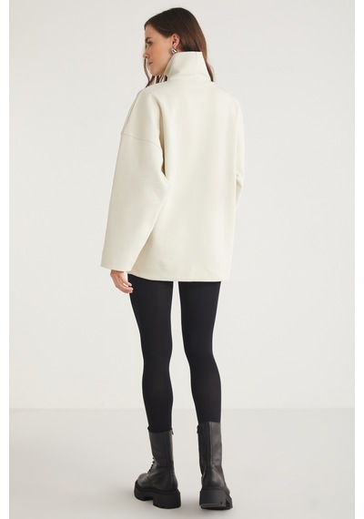 ETHIQUET HERMIONE Kadın %100 Organik Pamuklu Boğazlı Yaka Flare Kol Açık Bej Sweatshirt