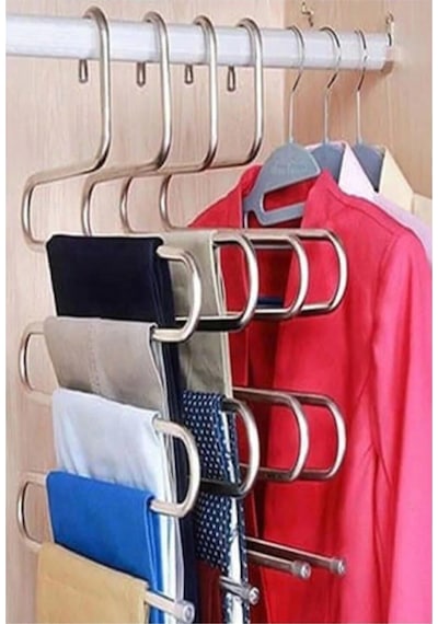 5 Katlı Pantolon, Eşarp, Fular Askısı 5'li Dolap Askısı 2 Adet Metal Beyaz Diğer