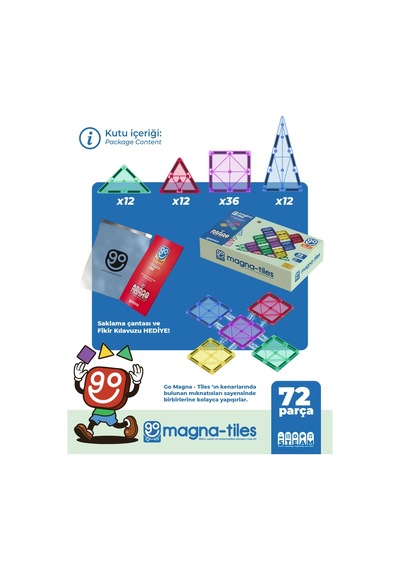 Go Magnetic Series 72 Parça Manyetik Yapı Blokları Original - Mıknatıslı Manyetik Bloklar