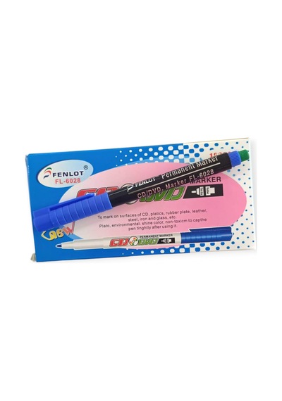 Fenlot 1 Kutu Mavi Asetat Permanent Cd Kalemi Medium Uçlu 12 Adet