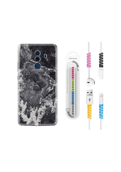 Huawei Mate 10 Pro Kılıf Kablo Koruyuculu Black Marble 4 1383