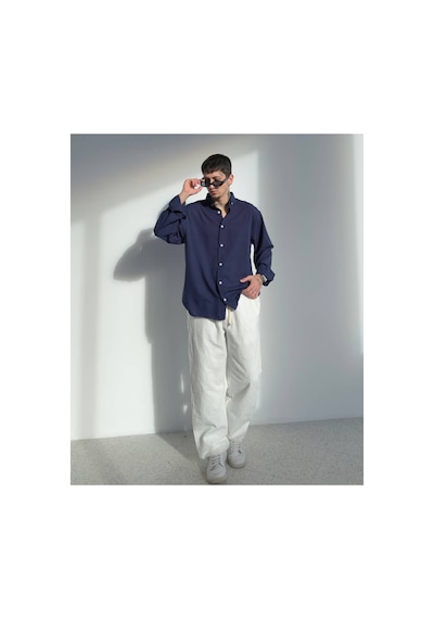 Zaee Keten Baggy Pantolon Beyaz