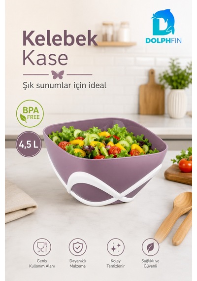 Kelebek Kase 750 Ml Bpa Free Dekoratif Sunum Ve Çerez Kasesi çok renkli