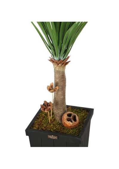 Yapay Çiçek Deposu Ahşap Saksıda Yapay Trpoikal Yucca Ağacı 125 Cm
