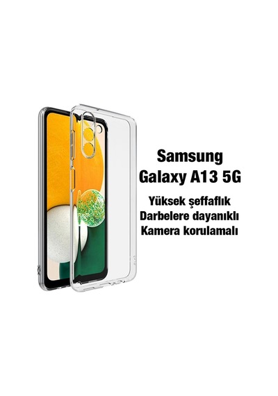 Ally Sm Galaxy Uyumlu A13 5g - Kılıf Kamera Korumalı Ultra İnce Şeffaf Silikon- 5775