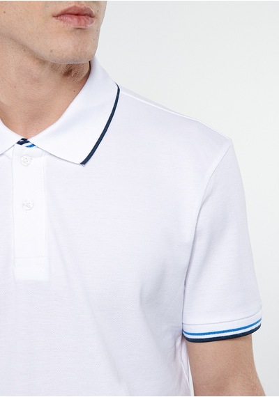 Mavi - Beyaz Polo Tişört 0611407-620 Beyaz
