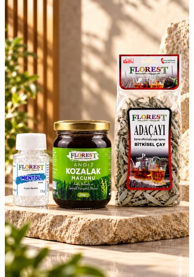 Mentol Kristali 15 G + Andız Kozalak Macunu 230 G + Adaçayı 40 G 3'lü Bitkisel Ürün Seti