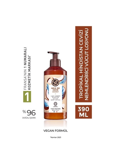 Vegan Tropikal Hindistan Cevizi Kokulu Nemlendirici Ve Besleyici Vücut Losyonu 390 Ml