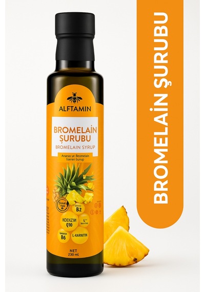 Bromelain Ananas İçeren  Şurubu L-karnitin - Koenzim Q10 Ve Vitamin Destekli Ananas Ekstratı