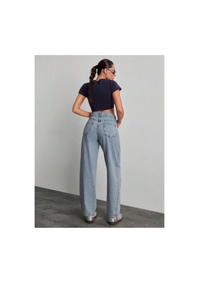 Kene Jeans Buz Kar Ön Detaylı Yan Parçalı Baggy Jeans Kot/denim Pantolon Buz Kar