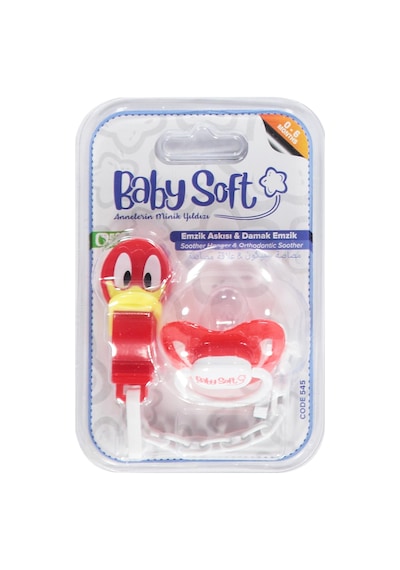Babysoft Fıgurlu Emzık Askısı Ve Damaklı Emzık No:1 - Kırmızı