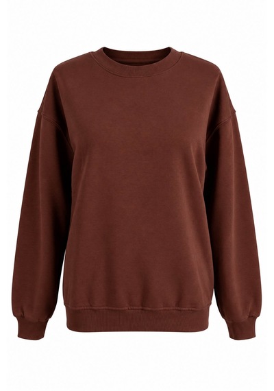 Trender O Yaka 3 İp Koyu Kahve Kadın Sweatshirt 27kdt1000011 Koyu Kahverengi