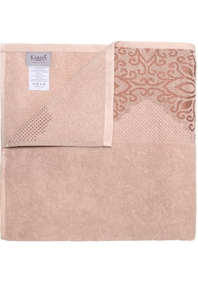 Pamuk Tekli Havlu Jakarlı Karna Home Klover - 70 X 140 Somon