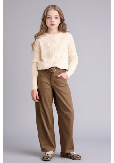 Defacto Baggy Fıt Gabardin Pantolon Kız Çocuk G7732a826spbg150 Bej-bg150